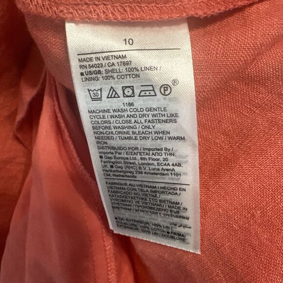 NWT Banana Republic Lisa 100% Linen Open Back Mini Dress Size 10 Coral Cocktail - Picture 10 of 10